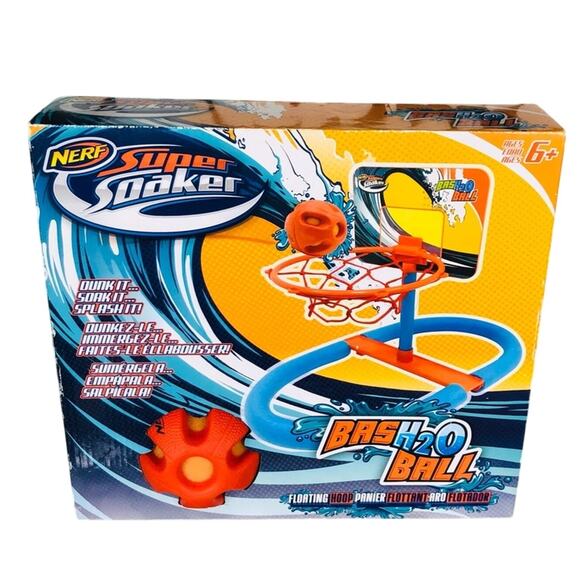 Nerf Super Soaker water Bash H2O Ball Floating Hoop Basketball - Picture 1 of 3